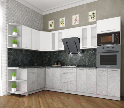 Кухонный гарнитур Интерлиния Мила Пластик 1.68x3.0 левая