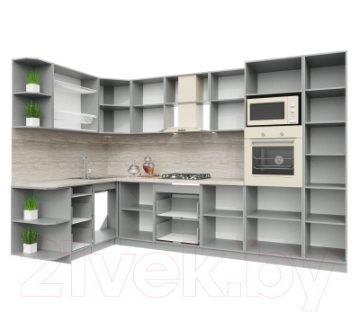 Кухонный гарнитур Интерлиния Мила Пластик 1.68x3.2 левая