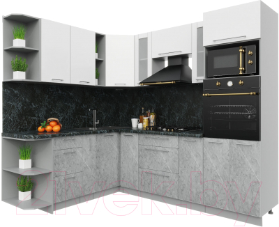 Кухонный гарнитур Интерлиния Мила Пластик 1.88x2.4 левая - фото