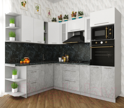 Кухонный гарнитур Интерлиния Мила Пластик 1.88x2.4 левая