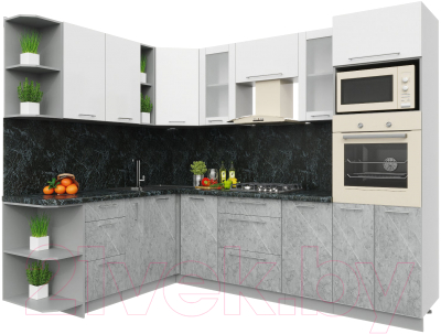 Кухонный гарнитур Интерлиния Мила Пластик 1.88x2.6 левая - фото