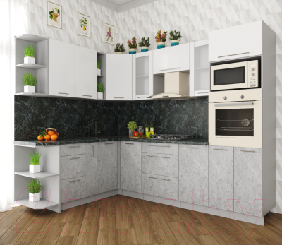 Кухонный гарнитур Интерлиния Мила Пластик 1.88x2.6 левая