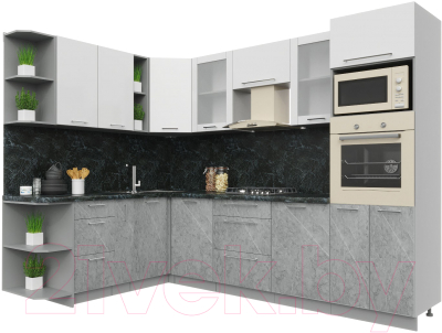 Кухонный гарнитур Интерлиния Мила Пластик 1.88x2.8 левая - фото