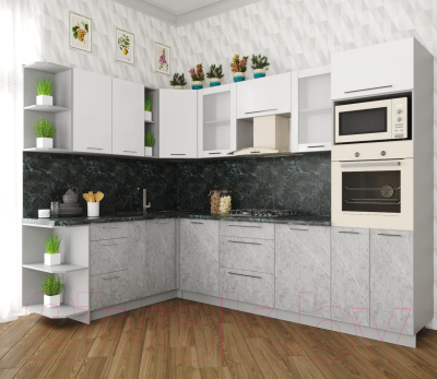 Кухонный гарнитур Интерлиния Мила Пластик 1.88x2.8 левая