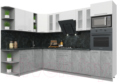 Кухонный гарнитур Интерлиния Мила Пластик 1.88x3.0 левая - фото