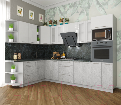 Кухонный гарнитур Интерлиния Мила Пластик 1.88x3.0 левая