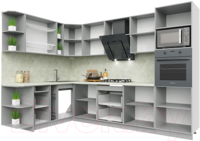 Кухонный гарнитур Интерлиния Мила Пластик 1.88x3.0 левая