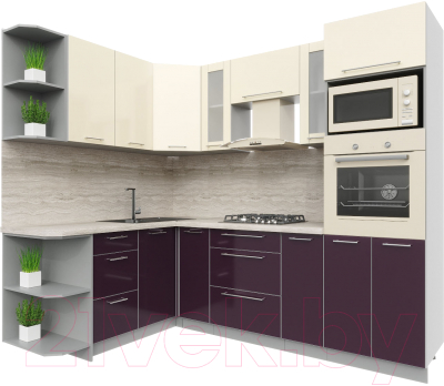Готовая кухня Интерлиния Мила Пластик 1.68x2.4 левая - фото