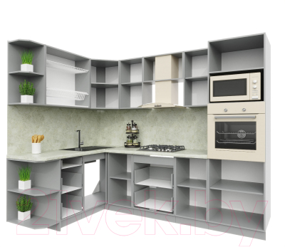 Готовая кухня Интерлиния Мила Пластик 1.68x2.6 левая