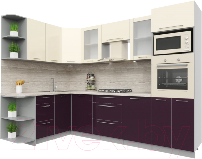 Готовая кухня Интерлиния Мила Пластик 1.68x2.8 левая - фото
