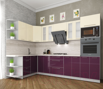 Готовая кухня Интерлиния Мила Пластик 1.68x3.0 левая