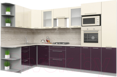 Готовая кухня Интерлиния Мила Пластик 1.68x3.2 левая - фото