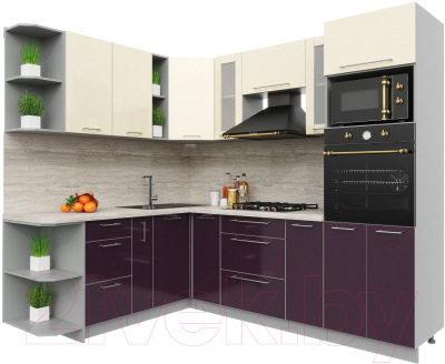 Готовая кухня Интерлиния Мила Пластик 1.88x2.4 левая - фото