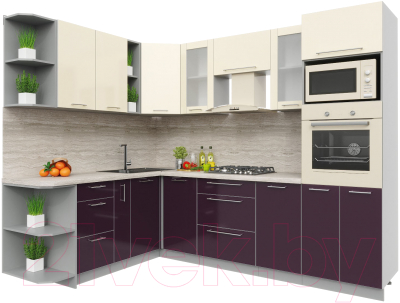 Готовая кухня Интерлиния Мила Пластик 1.88x2.6 левая - фото