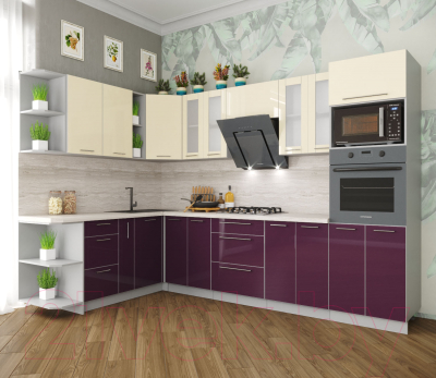 Готовая кухня Интерлиния Мила Пластик 1.88x3.0 левая