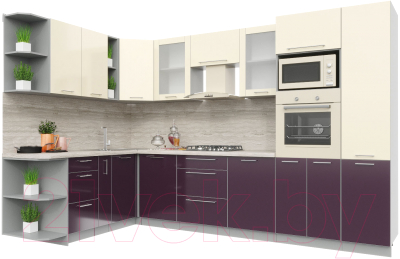 Готовая кухня Интерлиния Мила Пластик 1.88x3.2 левая - фото