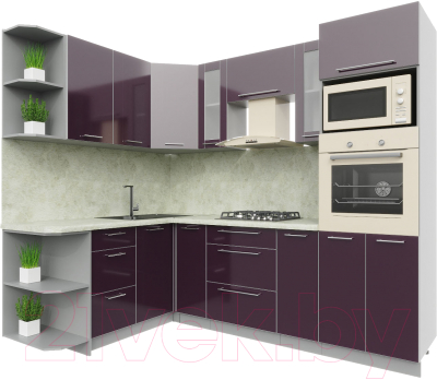 Готовая кухня Интерлиния Мила Пластик 1.68x2.4 левая - фото