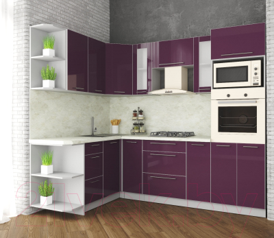 Готовая кухня Интерлиния Мила Пластик 1.68x2.4 левая