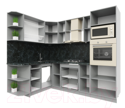 Готовая кухня Интерлиния Мила Пластик 1.68x2.4 левая