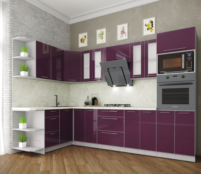 Готовая кухня Интерлиния Мила Пластик 1.68x3.0 левая