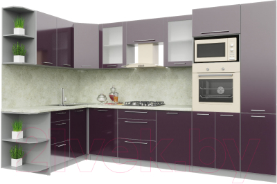 Готовая кухня Интерлиния Мила Пластик 1.68x3.2 левая - фото