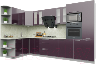 Готовая кухня Интерлиния Мила Пластик 1.68x3.4 левая - фото