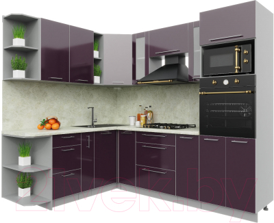 Готовая кухня Интерлиния Мила Пластик 1.88x2.4 левая - фото