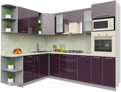 Готовая кухня Интерлиния Мила Пластик 1.88x2.6 левая - фото