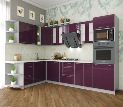 Готовая кухня Интерлиния Мила Пластик 1.88x3.0 левая