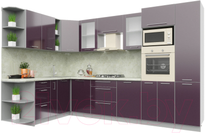 Готовая кухня Интерлиния Мила Пластик 1.88x3.2 левая - фото
