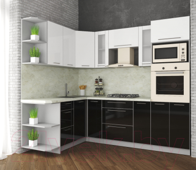 Готовая кухня Интерлиния Мила Пластик 1.68x2.4 левая