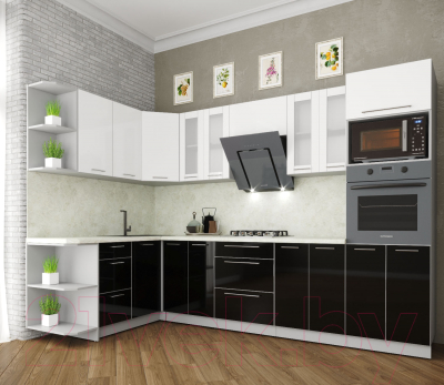 Готовая кухня Интерлиния Мила Пластик 1.68x3.0 левая
