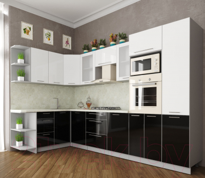 Готовая кухня Интерлиния Мила Пластик 1.68x3.2 левая