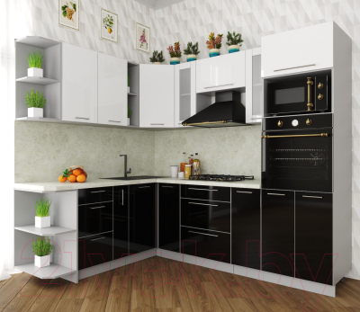 Готовая кухня Интерлиния Мила Пластик 1.88x2.4 левая