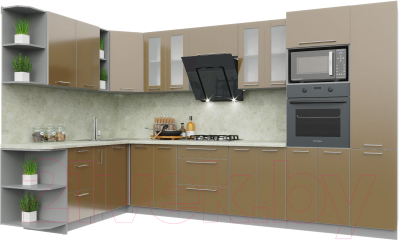 Готовая кухня Интерлиния Мила Пластик 1.88x3.4 левая - фото