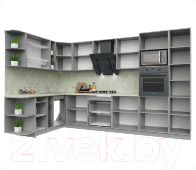 Готовая кухня Интерлиния Мила Пластик 1.88x3.4 левая