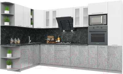 Кухонный гарнитур Интерлиния Мила Пластик 1.88x3.4 левая - фото