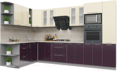 Готовая кухня Интерлиния Мила Пластик 1.88x3.4 левая - фото