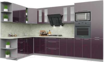 Готовая кухня Интерлиния Мила Пластик 1.88x3.4 левая - фото