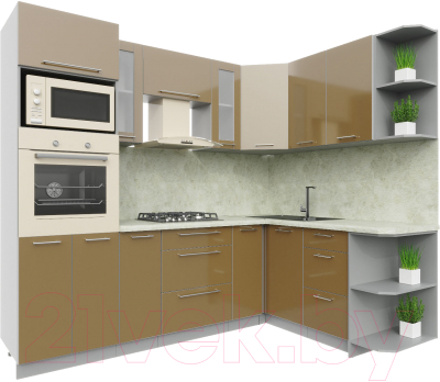 Готовая кухня Интерлиния Мила Пластик 1.68x2.4 правая - фото