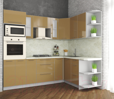 Готовая кухня Интерлиния Мила Пластик 1.68x2.4 правая