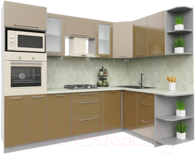 Готовая кухня Интерлиния Мила Пластик 1.68x2.6 правая - фото