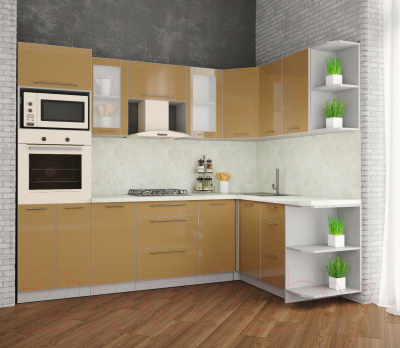 Готовая кухня Интерлиния Мила Пластик 1.68x2.6 правая