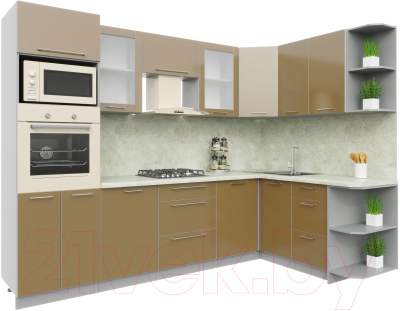 Готовая кухня Интерлиния Мила Пластик 1.68x2.8 правая - фото