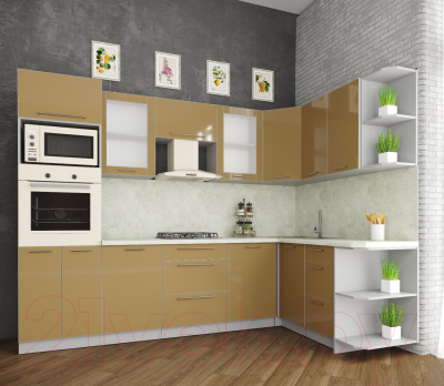 Готовая кухня Интерлиния Мила Пластик 1.68x2.8 правая