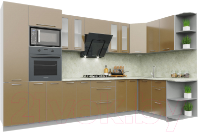 Готовая кухня Интерлиния Мила Пластик 1.68x3.4 правая - фото