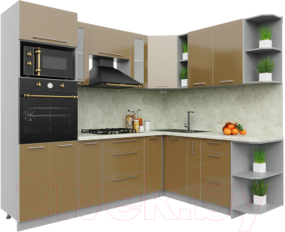 Готовая кухня Интерлиния Мила Пластик 1.88x2.4 правая - фото