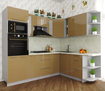 Готовая кухня Интерлиния Мила Пластик 1.88x2.4 правая