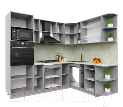 Готовая кухня Интерлиния Мила Пластик 1.88x2.4 правая