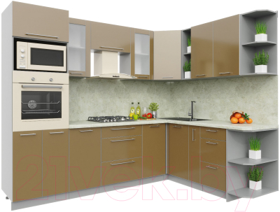 Готовая кухня Интерлиния Мила Пластик 1.88x2.6 правая - фото